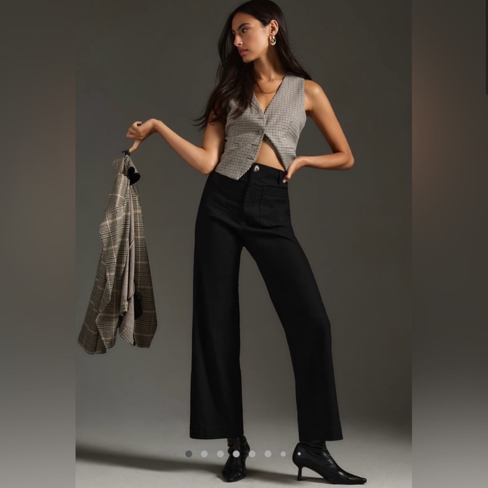Anthropologie Black Cropped Wide-Leg Pants